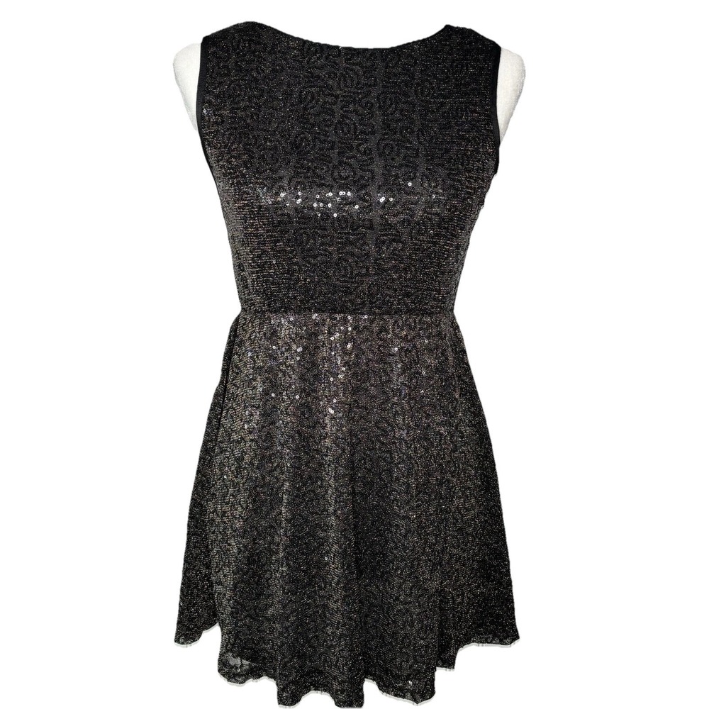 Papillon Dress‎ Black Small Sequin Sparkly Knit Dress Lined Party Cocktail